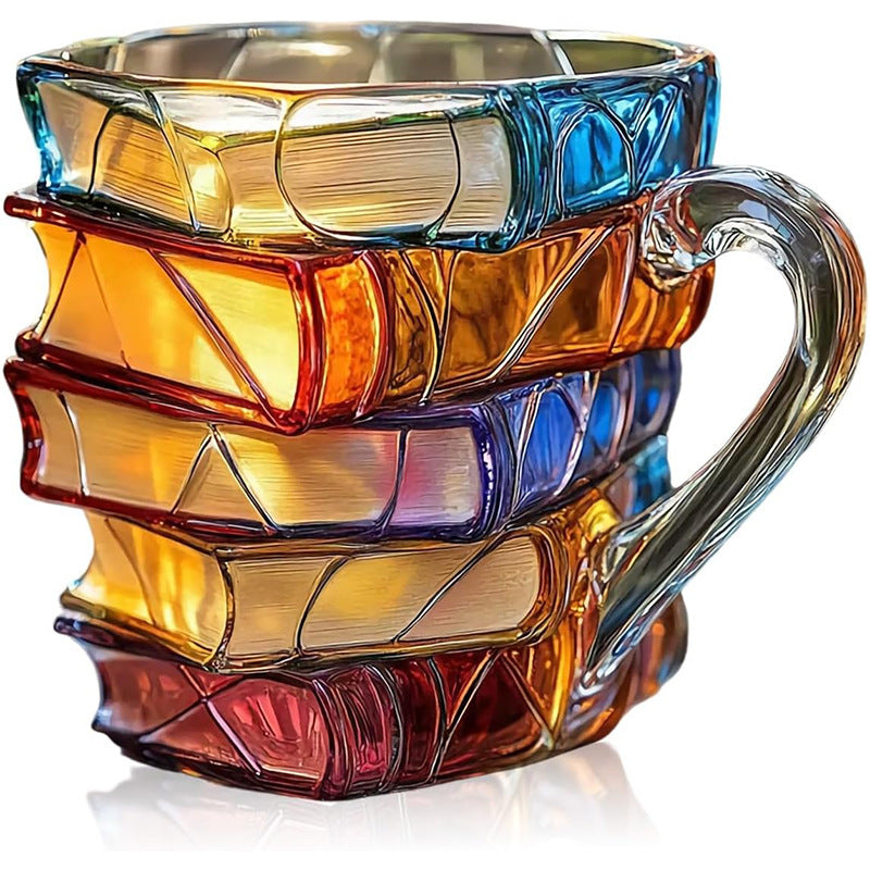 Stacked Books Coffee Mug – Colorful 3D Book Lover Gift