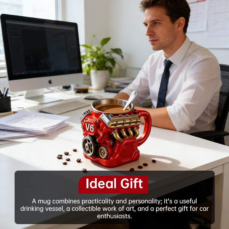 V8 Engine Novelty Mug – 3D Motor Cup & Mechanic Gift