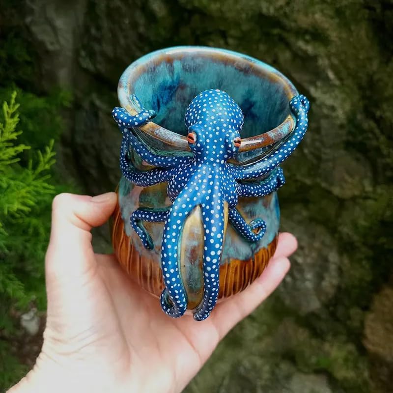 Deep Blue Octopus Mug – 3D Kraken Ceramic Cup & Ocean Lover Gift