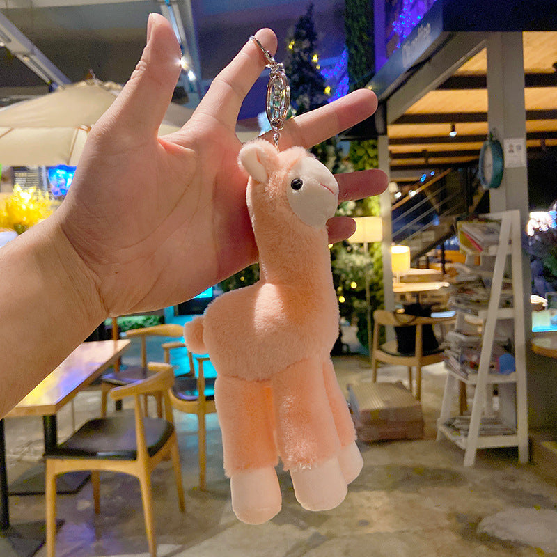 Cute Plush Alpaca Keychain – Fluffy Llama Bag Charm & Novelty Gift
