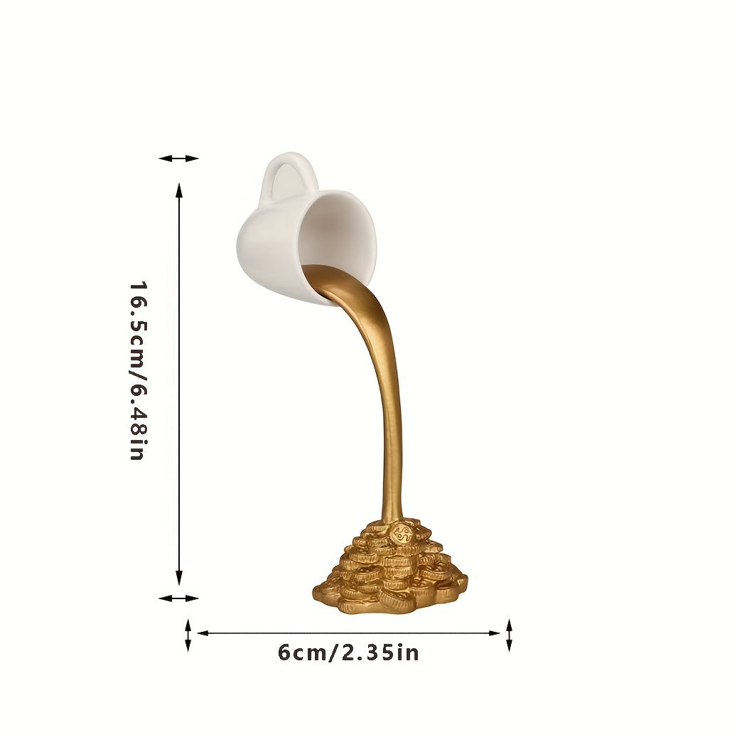 Floating Coffee Cup Sculpture – Magical Pouring Coffee Resin Decor