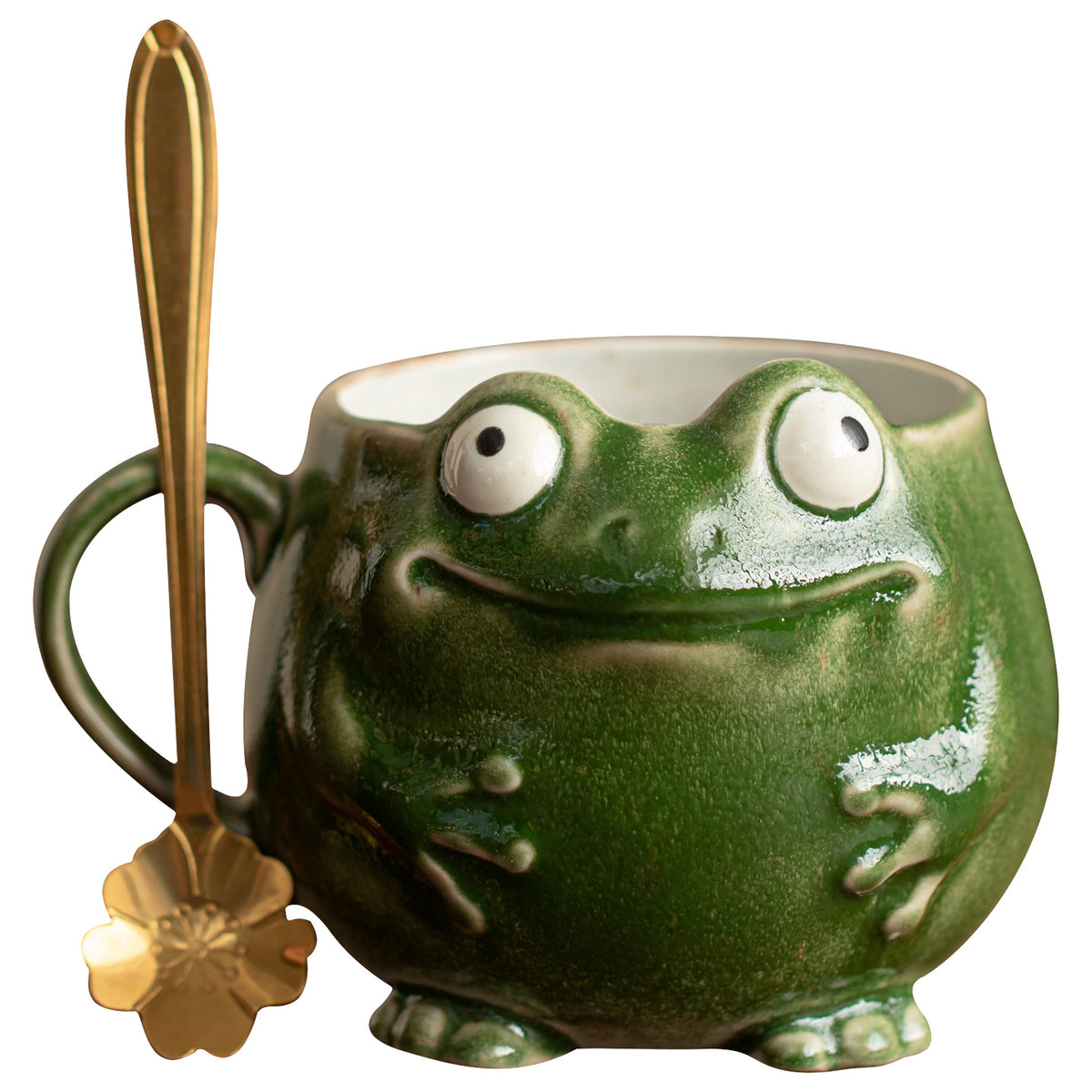 Funny Frog Ceramic Coffee Mug with Spoon – Cute Novelty Gift