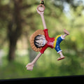 Pirate King Car Hanging Ornament for Rearview Mirror, Luffy Straw Hat Decor, One Piece Vehicle Decoration Figurine Gift