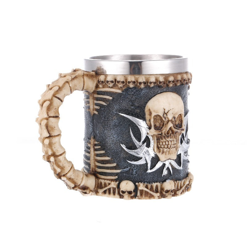 Gothic Skull Mug – Skeleton Bone Handle Tankard & Horror Decor