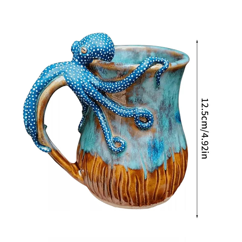 Deep Blue Octopus Mug – 3D Kraken Ceramic Cup & Ocean Lover Gift
