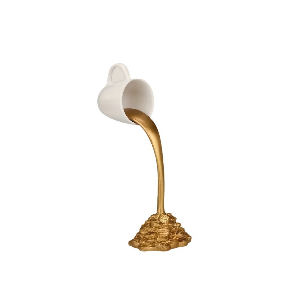 Floating Coffee Cup Sculpture – Magical Pouring Coffee Resin Decor