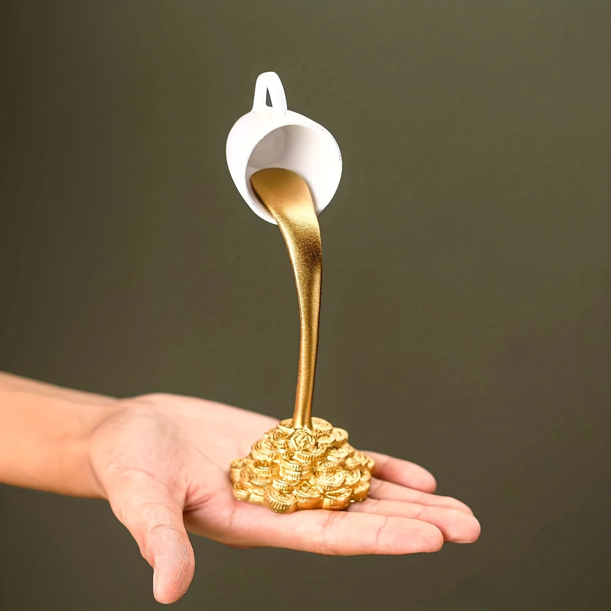 Floating Coffee Cup Sculpture – Magical Pouring Coffee Resin Decor