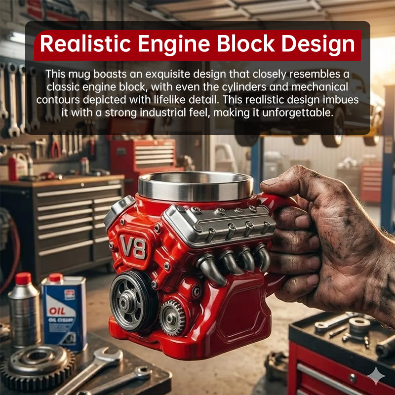 V8 Engine Novelty Mug – 3D Motor Cup & Mechanic Gift