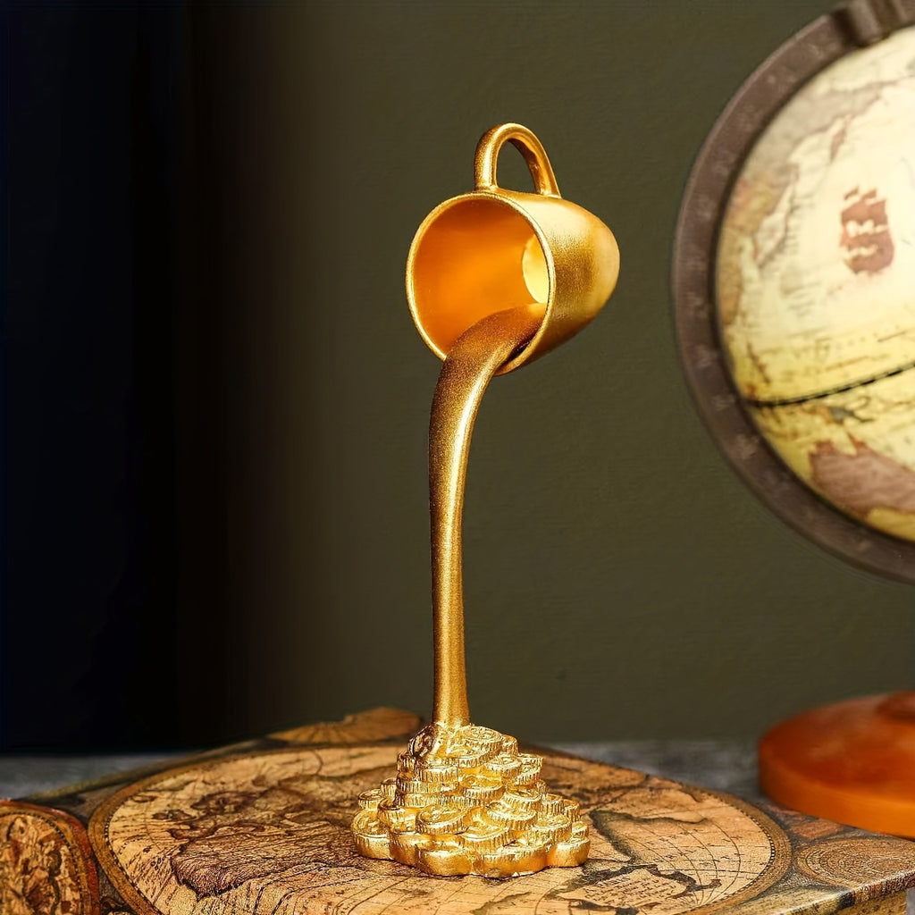 Floating Coffee Cup Sculpture – Magical Pouring Coffee Resin Decor