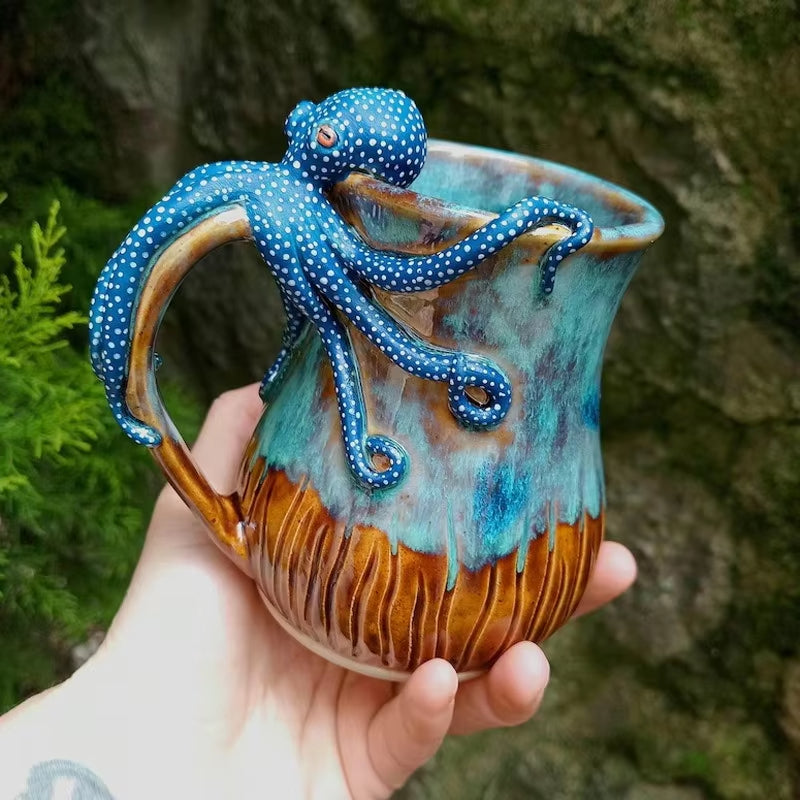 Deep Blue Octopus Mug – 3D Kraken Ceramic Cup & Ocean Lover Gift
