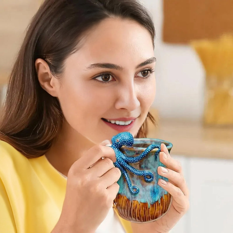 Deep Blue Octopus Mug – 3D Kraken Ceramic Cup & Ocean Lover Gift