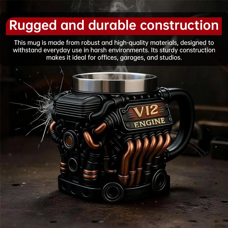 V8 Engine Novelty Mug – 3D Motor Cup & Mechanic Gift