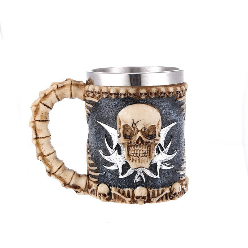 Gothic Skull Mug – Skeleton Bone Handle Tankard & Horror Decor