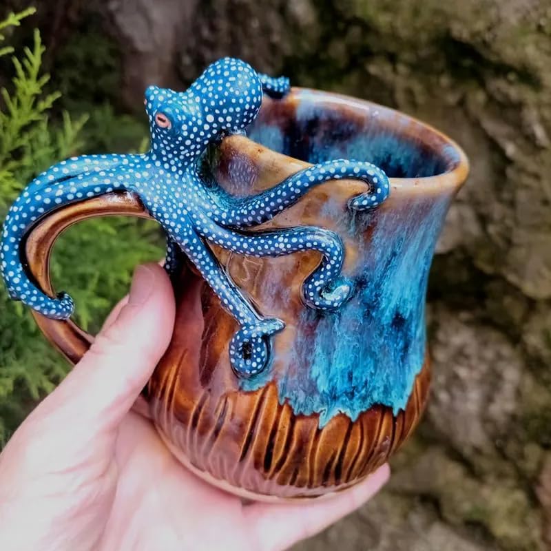 Deep Blue Octopus Mug – 3D Kraken Ceramic Cup & Ocean Lover Gift