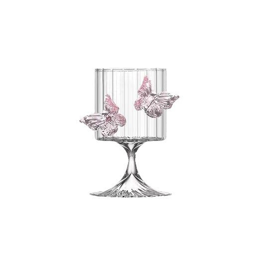 Pink Butterfly Wine Glass – Elegant 8.45 oz Decorative Cocktail Glass