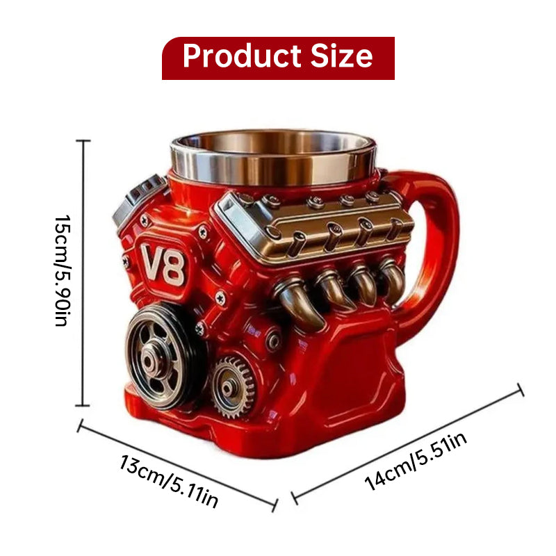 V8 Engine Novelty Mug – 3D Motor Cup & Mechanic Gift