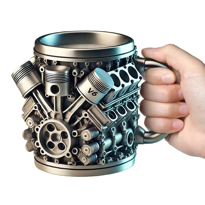 3D Engine Mug – V6 & V8 Motor Design, Funny Car Lover Gift