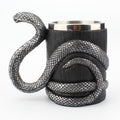 3D Cobra Snake Mug – Silver Black Gothic Serpent Tankard