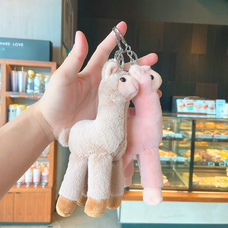 Cute Plush Alpaca Keychain – Fluffy Llama Bag Charm & Novelty Gift