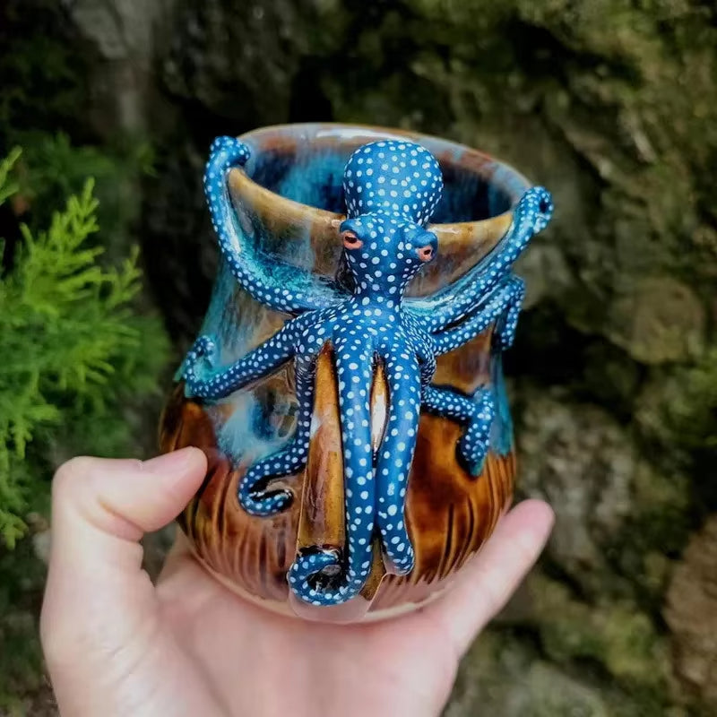 Deep Blue Octopus Mug – 3D Kraken Ceramic Cup & Ocean Lover Gift