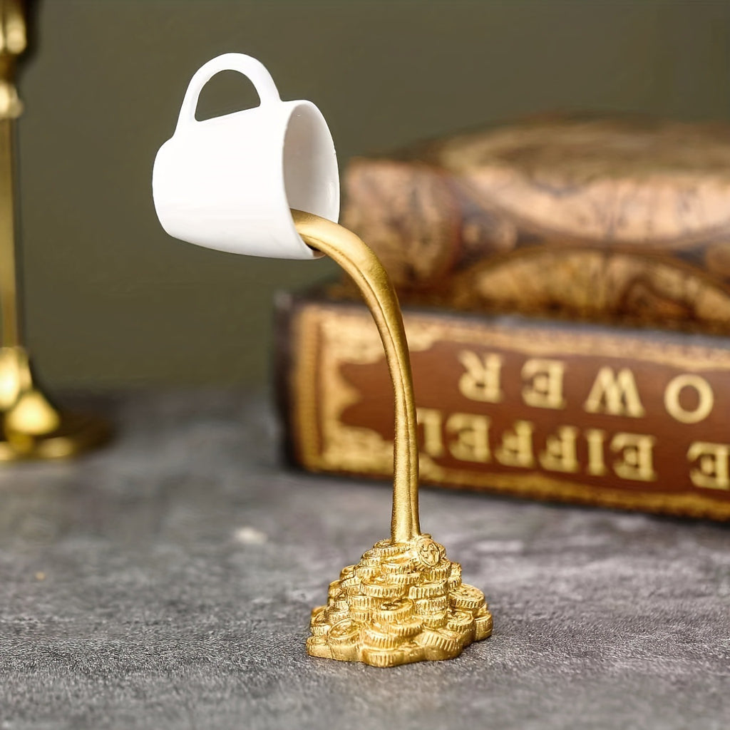 Floating Coffee Cup Sculpture – Magical Pouring Coffee Resin Decor