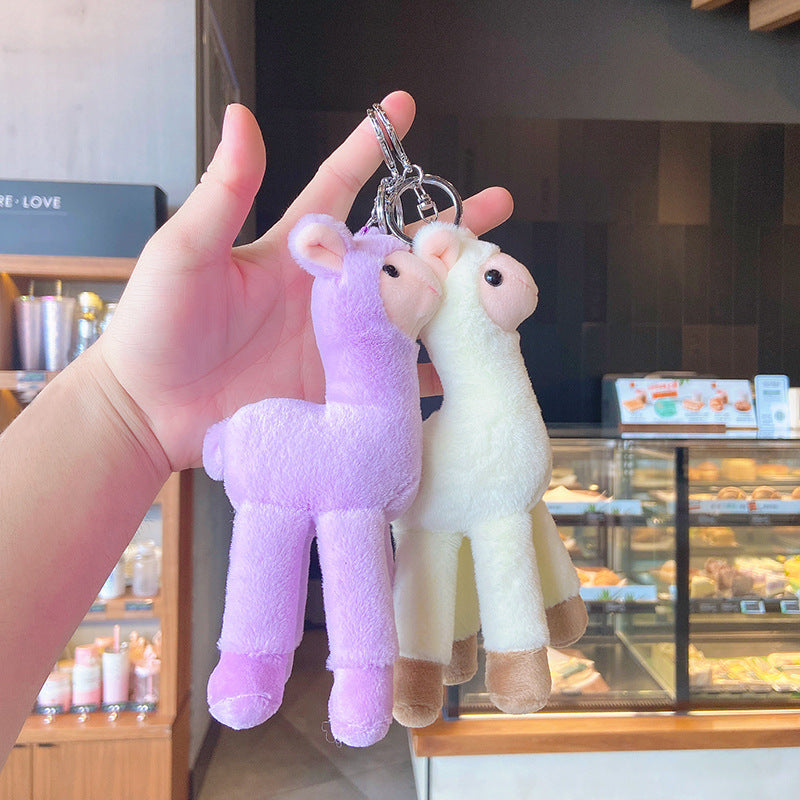 Cute Plush Alpaca Keychain – Fluffy Llama Bag Charm & Novelty Gift