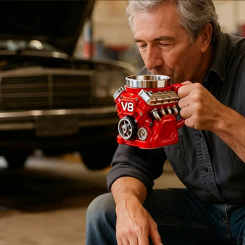 V8 Engine Novelty Mug – 3D Motor Cup & Mechanic Gift